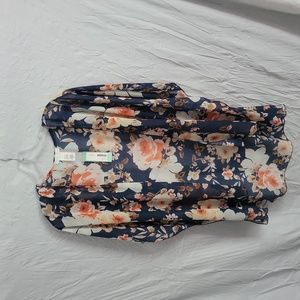 Caley Open Front Blue Floral Kimono XL